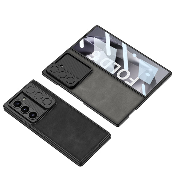For Samsung Galaxy Z Fold6 GKK Integrated Ultra-thin Sliding Window Frosted Leather Phone Case(Grey)
