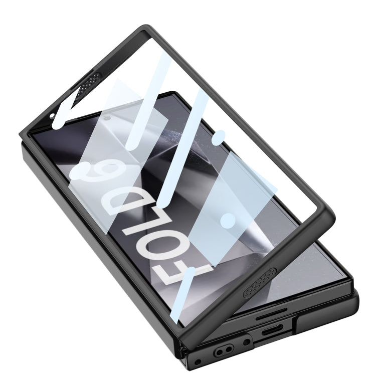 For Samsung Galaxy Z Fold6 GKK Integrated Ultra-thin Sliding Window Frosted Leather Phone Case(Black)