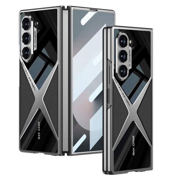 For Samsung Galaxy Z Fold6 GKK Integrated Leather Electroplating Supersonic Speed Shockproof Phone Case(Black)