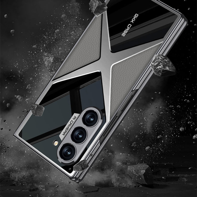 For Samsung Galaxy Z Fold6 GKK Integrated Leather Electroplating Supersonic Speed Shockproof Phone Case(Black)