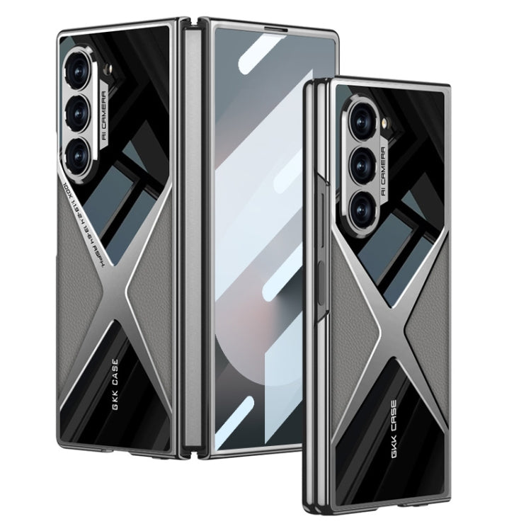 For Samsung Galaxy Z Fold6 GKK Integrated Leather Electroplating Supersonic Speed Shockproof Phone Case(Mountain Gray)