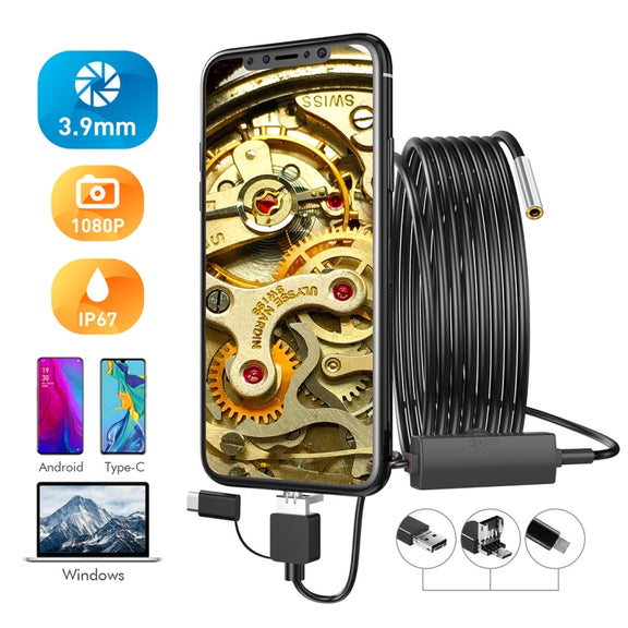 inskam107 3.9mm 3 In 1 HD Water-resistant Industry Digital Endoscope Inspection Camera, Length:5m Hard Cable