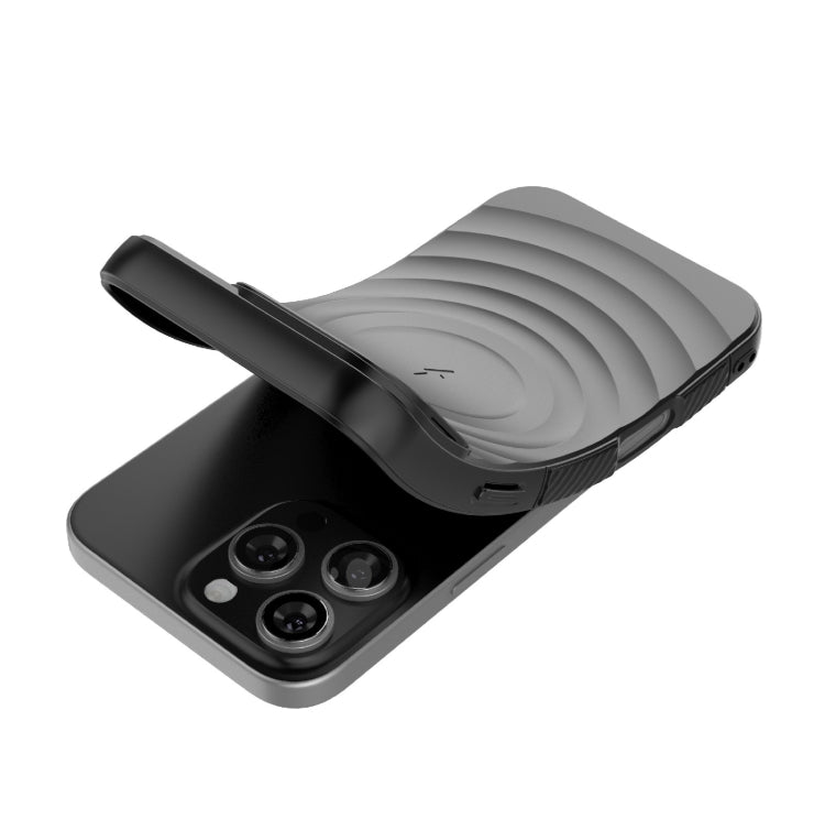 For iPhone 16 Pro Max Lens Frame Bracket Corrugated MagSafe Phone Case(Black)