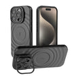 For iPhone 16 Pro Lens Frame Bracket Corrugated MagSafe Phone Case(Black) - iPhone 16 Pro Cases by PMC TechLife | Online Shopping South Africa | PMC TechLife | Buy Now Pay Later Mobicred