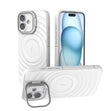 For iPhone 16 Plus Lens Frame Bracket Corrugated MagSafe Phone Case(White) - iPhone 16 Plus Cases by PMC TechLife | Online Shopping South Africa | PMC TechLife | Buy Now Pay Later Mobicred