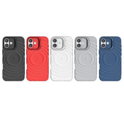 For iPhone 16 Plus Lens Frame Bracket Corrugated MagSafe Phone Case(White)
