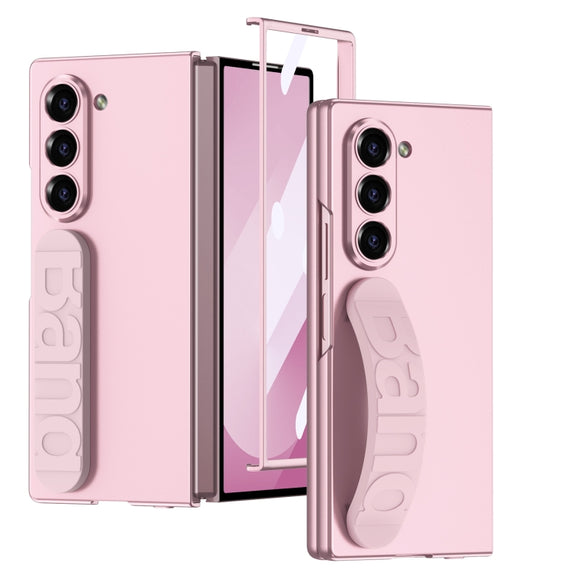 For Samsung Galaxy Z Fold6 GKK Integrated Silicone Wristband Phone Case(Pink)