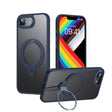 For iPhone 16e Double Ring MagSafe Magnetic Holder Phone Case(Matte Blue) - iPhone 16e Cases by PMC TechLife | Online Shopping South Africa | PMC TechLife | Buy Now Pay Later Mobicred