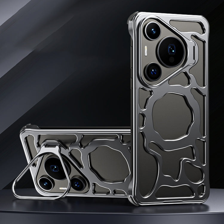 For Huawei Pura 70 Auspicious Cloud Series MagSafe Metal Phone Case with Bracket(Grey)