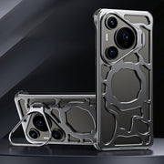 For Huawei Pura 70 Auspicious Cloud Series MagSafe Metal Phone Case with Bracket(Grey)