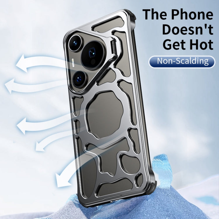 For Huawei Pura 70 Auspicious Cloud Series MagSafe Metal Phone Case with Bracket(Grey)