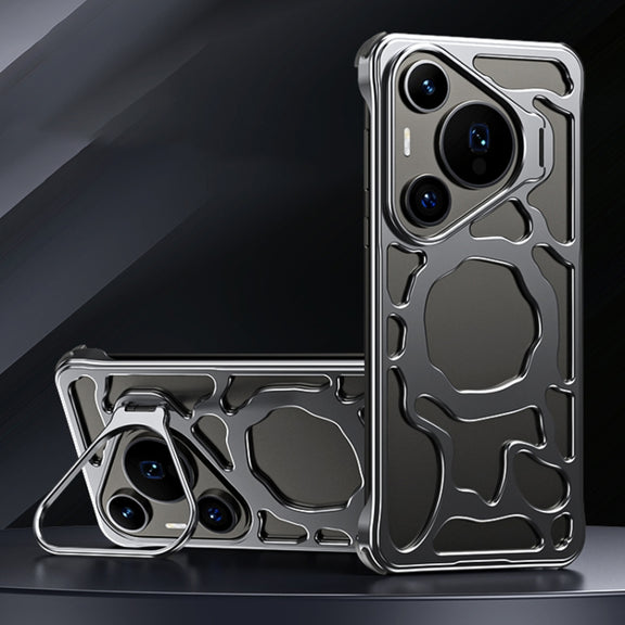 For Huawei Pura 70 Auspicious Cloud Series MagSafe Metal Phone Case with Bracket(Grey)