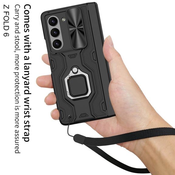 For Samsung Galaxy Z Fold6 GKK Integrated Folding Alloy Shell PC Phone Case with Pen Box, Not Included Pen(Mountain Gray)