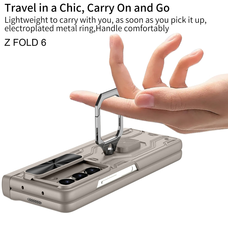 For Samsung Galaxy Z Fold6 GKK Integrated Folding Alloy Shell PC Phone Case with Pen Box, Not Included Pen(Mountain Gray)