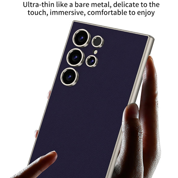 For Samsung Galaxy S23 Ultra 5G GKK Metal Paint Skin Feel Leather Full Coverage Phone Case(Black)