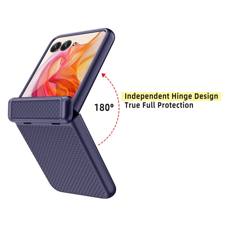 For Motorola Razr 50 Ultra Integrated Fold Hinge Grid Texture Phone Case(Black)