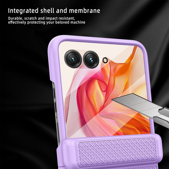 For Motorola Razr 50 Ultra Integrated Fold Hinge Grid Texture Phone Case(Green)