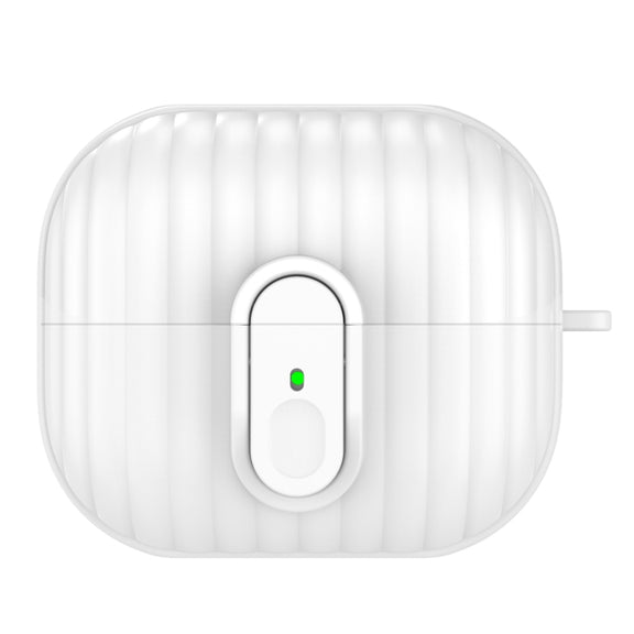 For Samsung Galaxy Buds3 Shell Look Earbuds Box Protective Case with Security Lock(White)