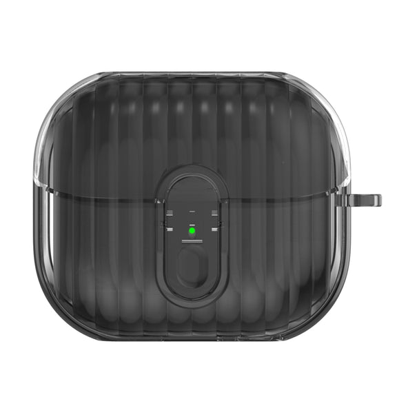 For Samsung Galaxy Buds3 Shell Look Earbuds Box Protective Case with Security Lock(Transparent Black)