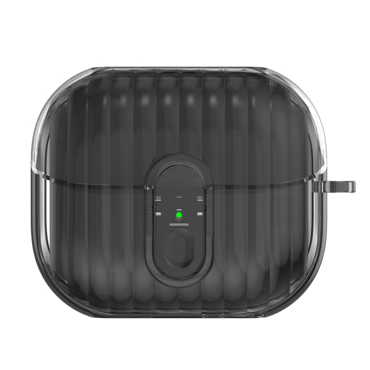 For Samsung Galaxy Buds3 Shell Look Earbuds Box Protective Case with Security Lock(Transparent Black)