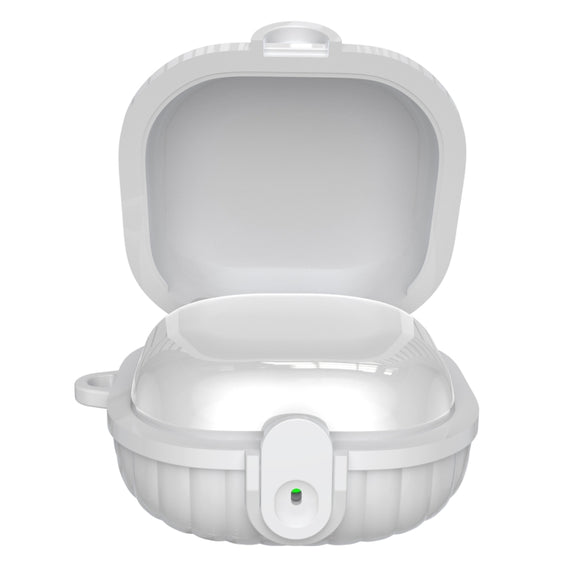 For Samsung Galaxy Buds2 Shell Look Earbuds Box Protective Case with Security Lock(White)