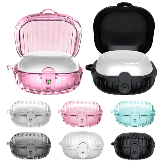 For Samsung Galaxy Buds2 Shell Look Earbuds Box Protective Case with Security Lock(White)