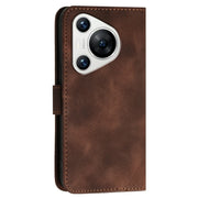 For Huawei Pura 70 YX0080 Grid Butterfly Embossed Pattern Flip Leather Phone Case with Lanyard(Coffee)