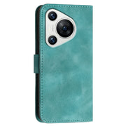 For Huawei Pura 70 YX0080 Grid Butterfly Embossed Pattern Flip Leather Phone Case with Lanyard(Light Blue)