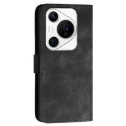 For Huawei Pura 70 Pro / 70 Pro+ YX0080 Grid Butterfly Embossed Pattern Flip Leather Phone Case with Lanyard(Black)