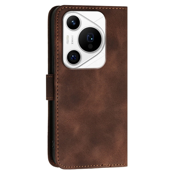 For Huawei Pura 70 Pro / 70 Pro+ YX0080 Grid Butterfly Embossed Pattern Flip Leather Phone Case with Lanyard(Coffee)