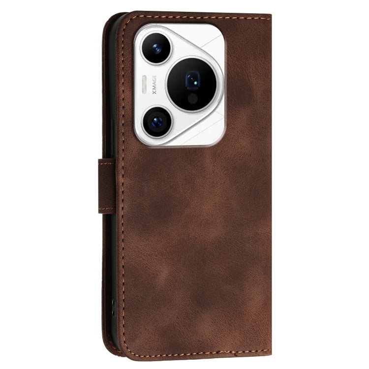 For Huawei Pura 70 Pro / 70 Pro+ YX0080 Grid Butterfly Embossed Pattern Flip Leather Phone Case with Lanyard(Coffee)