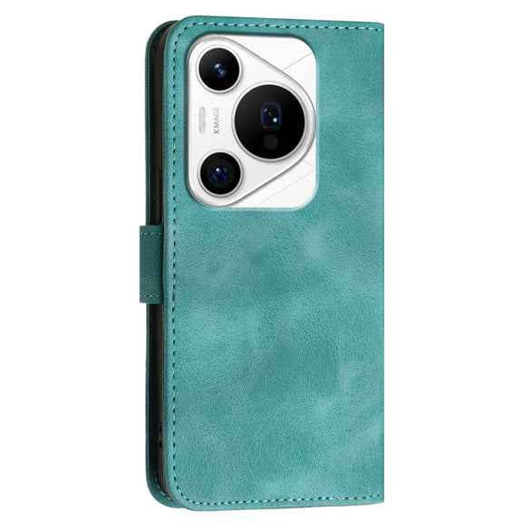 For Huawei Pura 70 Pro / 70 Pro+ YX0080 Grid Butterfly Embossed Pattern Flip Leather Phone Case with Lanyard(Light Blue)