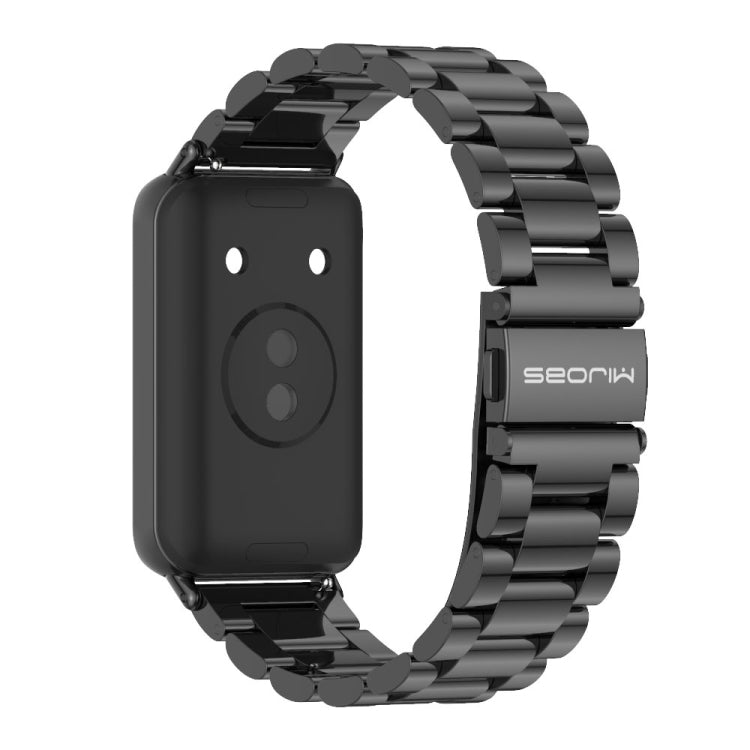 For Honor Band 10 / 9 MIJOBS Three-Beads Stainless Steel Watch Band(Black)