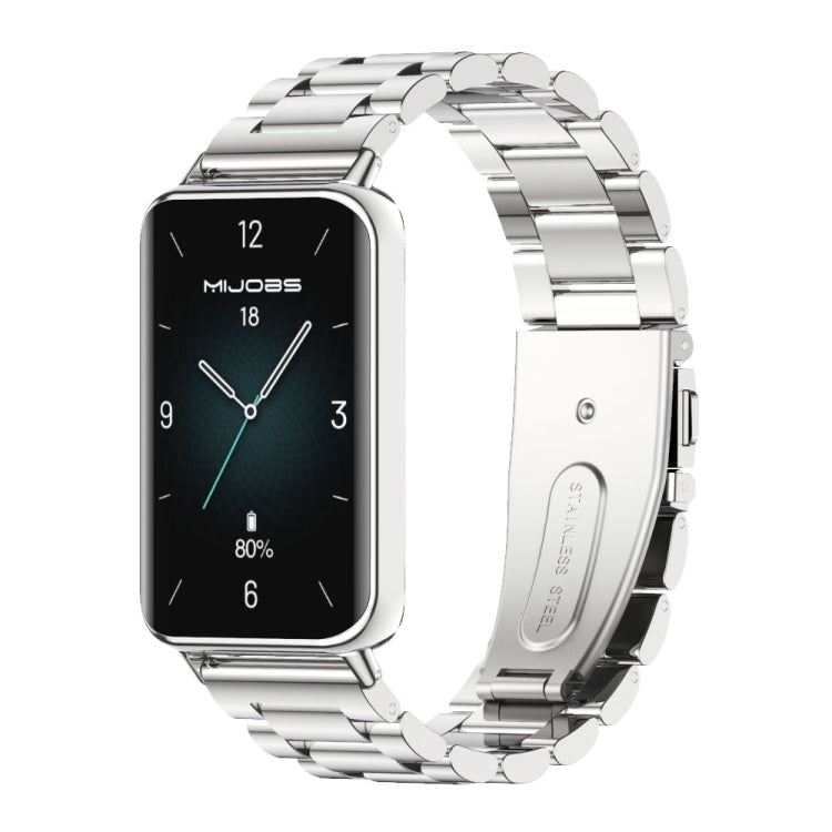 For Honor Band 10 / 9 MIJOBS Three-Beads Stainless Steel Watch Band(Silver)