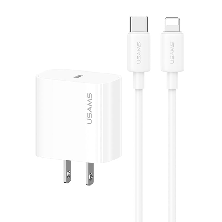 USAMS CC228 20W Fast Charging Charger Set, USB-C / Type-C to 8 Pin(US Plug)
