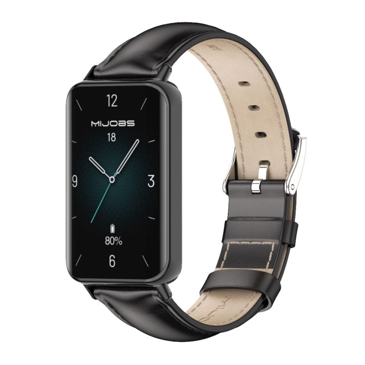 For Honor Band 10 / 9 MIJOBS Cowhide Leather Watch Band(Black)