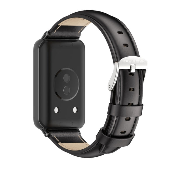 For Honor Band 10 / 9 MIJOBS Cowhide Leather Watch Band(Black)