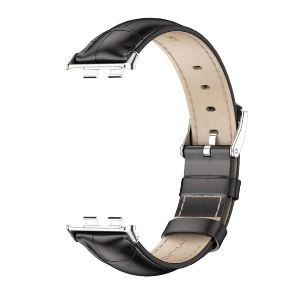For Honor Band 10 / 9 MIJOBS Cowhide Leather Watch Band(Bamboo Silver)