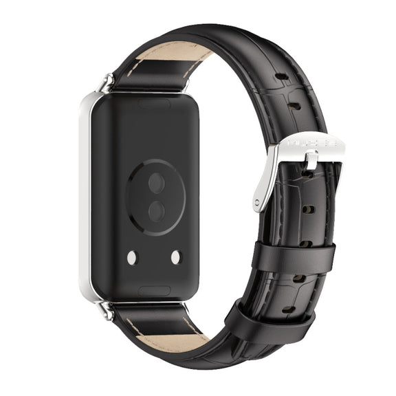For Honor Band 10 / 9 MIJOBS Cowhide Leather Watch Band(Bamboo Silver)