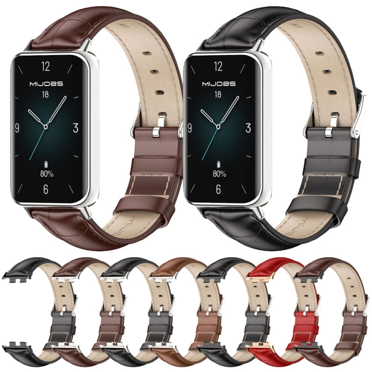 For Honor Band 10 / 9 MIJOBS Cowhide Leather Watch Band(Black)