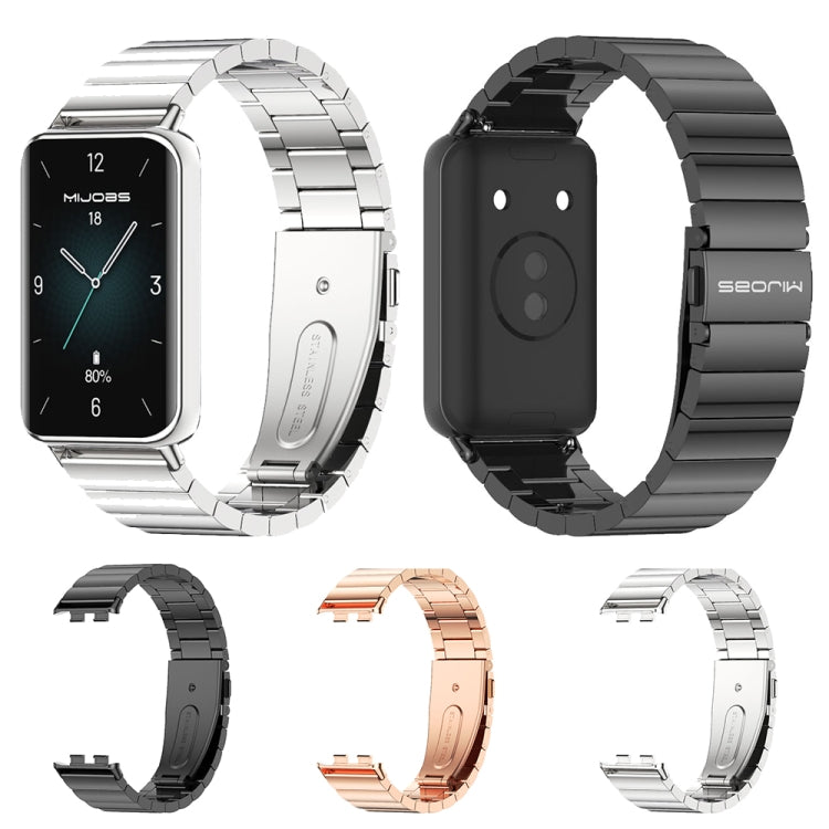 For Honor Band 10 / 9 MIJOBS Bamboo Stainless Steel Watch Band(Black)