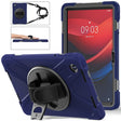 For Lenovo Tab M11 /Xiaoxin Pad 11 2024 Rotatable Holder Silicone Hybrid PC Tablet Case with Shoulder Strap(Navy Blue) - free shipping - PMC Jewellery - Order now!