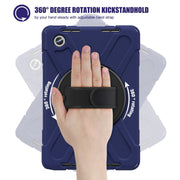 For Lenovo Tab M11 /Xiaoxin Pad 11 2024 Rotatable Holder Silicone Hybrid PC Tablet Case with Shoulder Strap(Navy Blue)