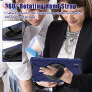For Lenovo Tab M11 /Xiaoxin Pad 11 2024 Rotatable Holder Silicone Hybrid PC Tablet Case with Shoulder Strap(Navy Blue)