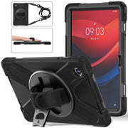 For Lenovo Tab M11 /Xiaoxin Pad 11 2024 Rotatable Holder Silicone Hybrid PC Tablet Case with Shoulder Strap(Black)