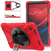 For Lenovo Tab M11 /Xiaomi Pad 11 2024 Rotatable Holder Silicone Hybrid PC Tablet Case with Shoulder Strap(Red)