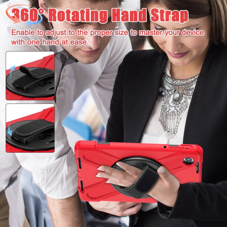 For Lenovo Tab M11 /Xiaomi Pad 11 2024 Rotatable Holder Silicone Hybrid PC Tablet Case with Shoulder Strap(Red)
