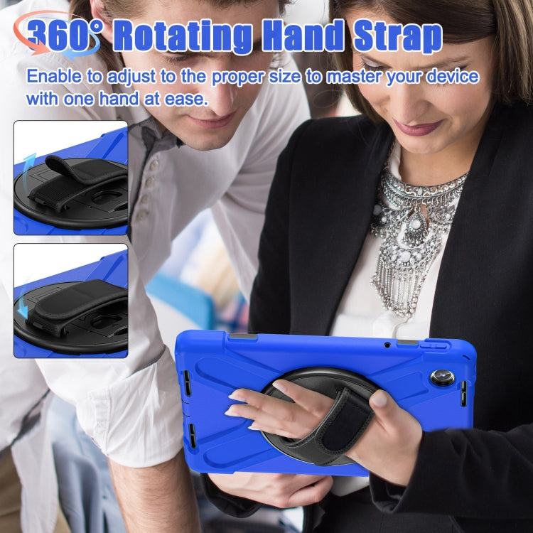 For Lenovo Tab M11 /Xiaoxin Pad 11 2024 Rotatable Holder Silicone Hybrid PC Tablet Case with Shoulder Strap(Blue)