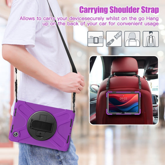 For Lenovo Tab M11 /Xiaomi Pad 11 2024 Rotatable Holder Silicone Hybrid PC Tablet Case with Shoulder Strap(Purple)