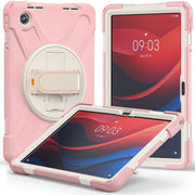 For Lenovo Tab M11 /Xiaomi Pad 11 2024 Rotatable Holder Silicone Hybrid PC Tablet Case with Shoulder Strap(Pink)